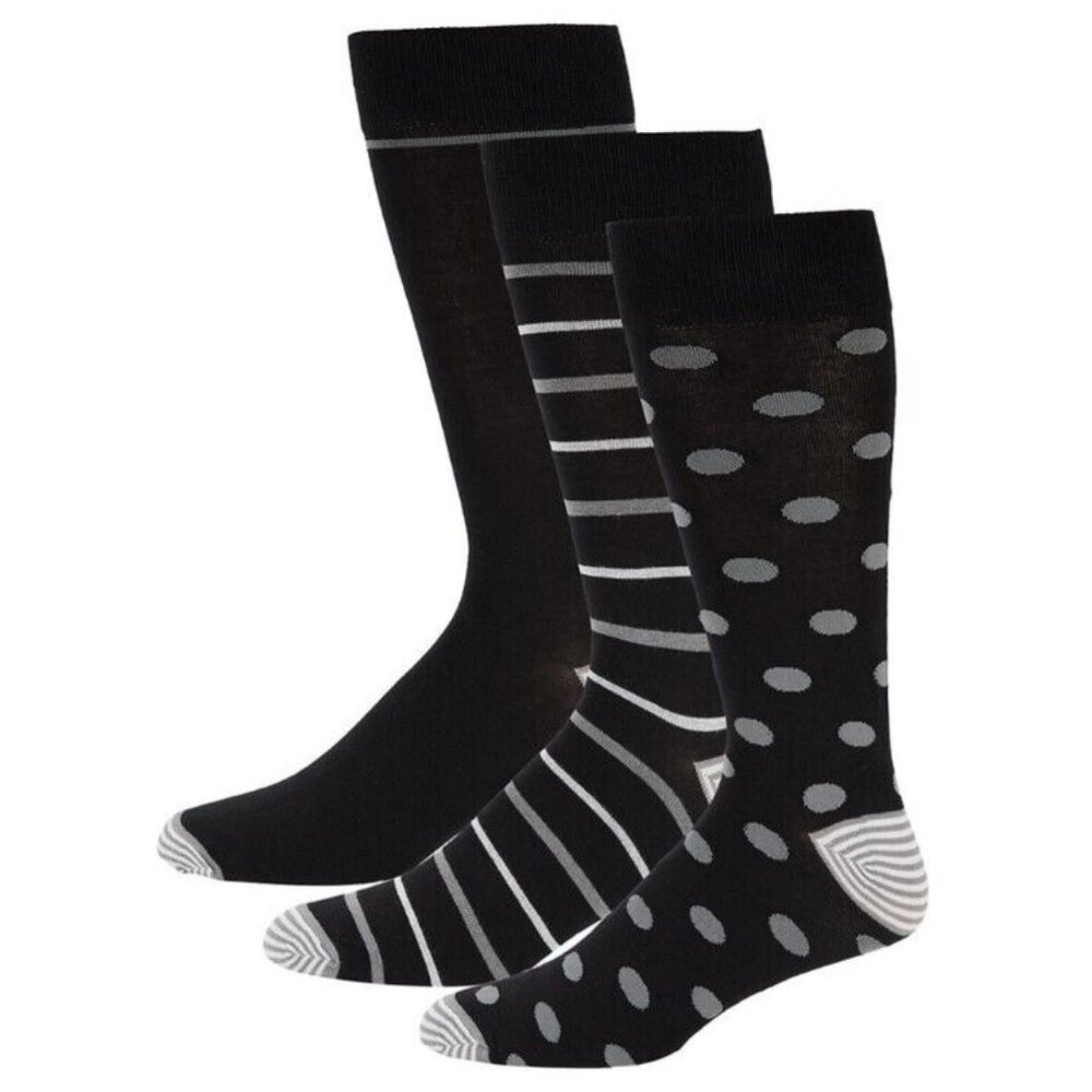 Robert Graham Black 3-Pack Pattern Crew Socks One Size